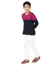 Load image into Gallery viewer, Kiddeo Boys Fullsleeve Colourblock T-shirts(A)