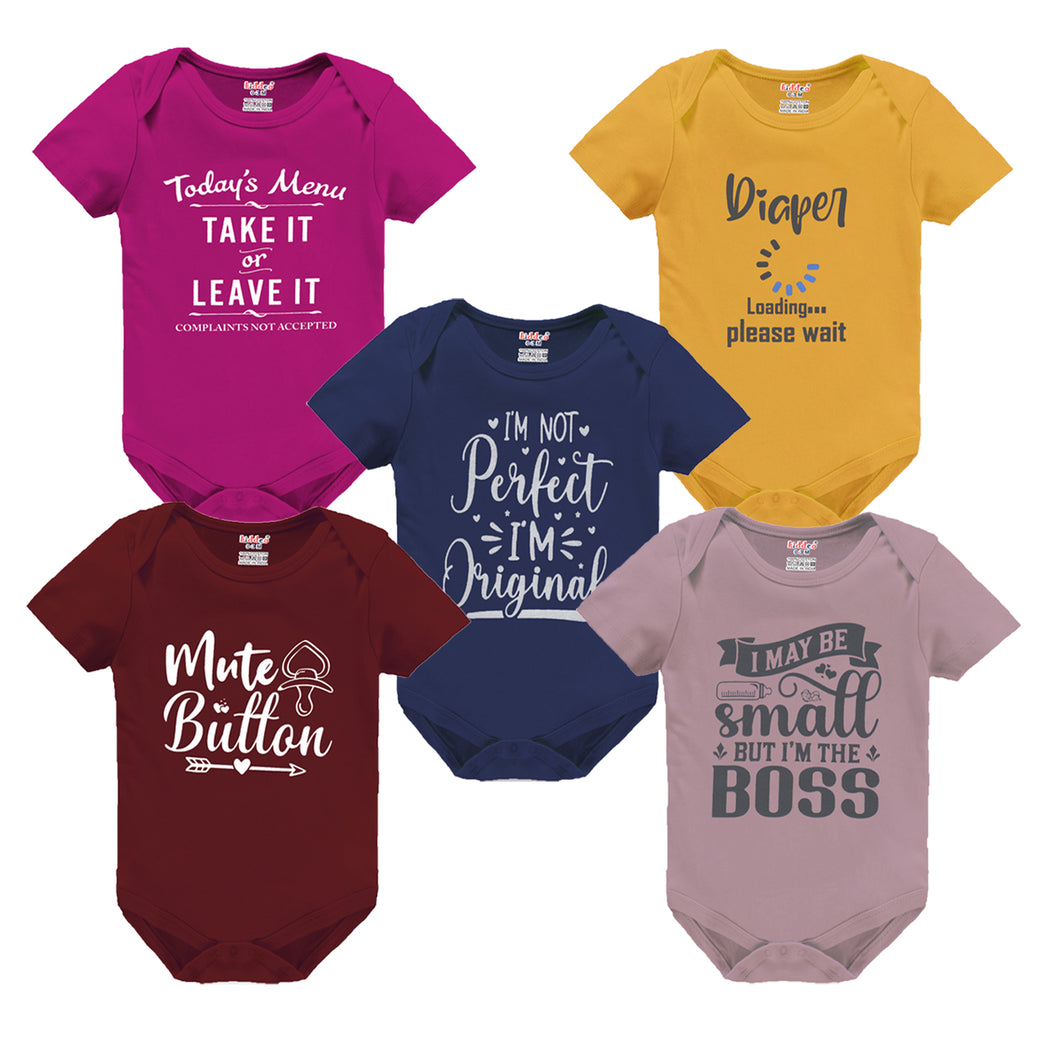 Kiddeo Baby Boys & Girls Bodysuits (Pack of 5)