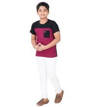 Load image into Gallery viewer, Kiddeo Boys Halfsleeve Colourblock T-shirts(B)

