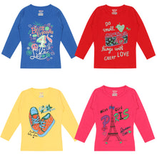 Load image into Gallery viewer, Kiddeo Girls -fullsl-4C-(02) T-Shirts (Pack of 4)
