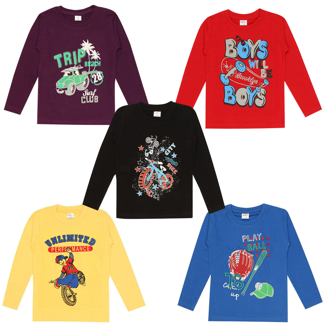 Kiddeo Boys-fullsl-5pcs-(01) T-Shirts (Pack of 5)