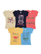 Load image into Gallery viewer, Kiddeo Girls HalfSleeve T-shirts(C2)(Pack of 5)
