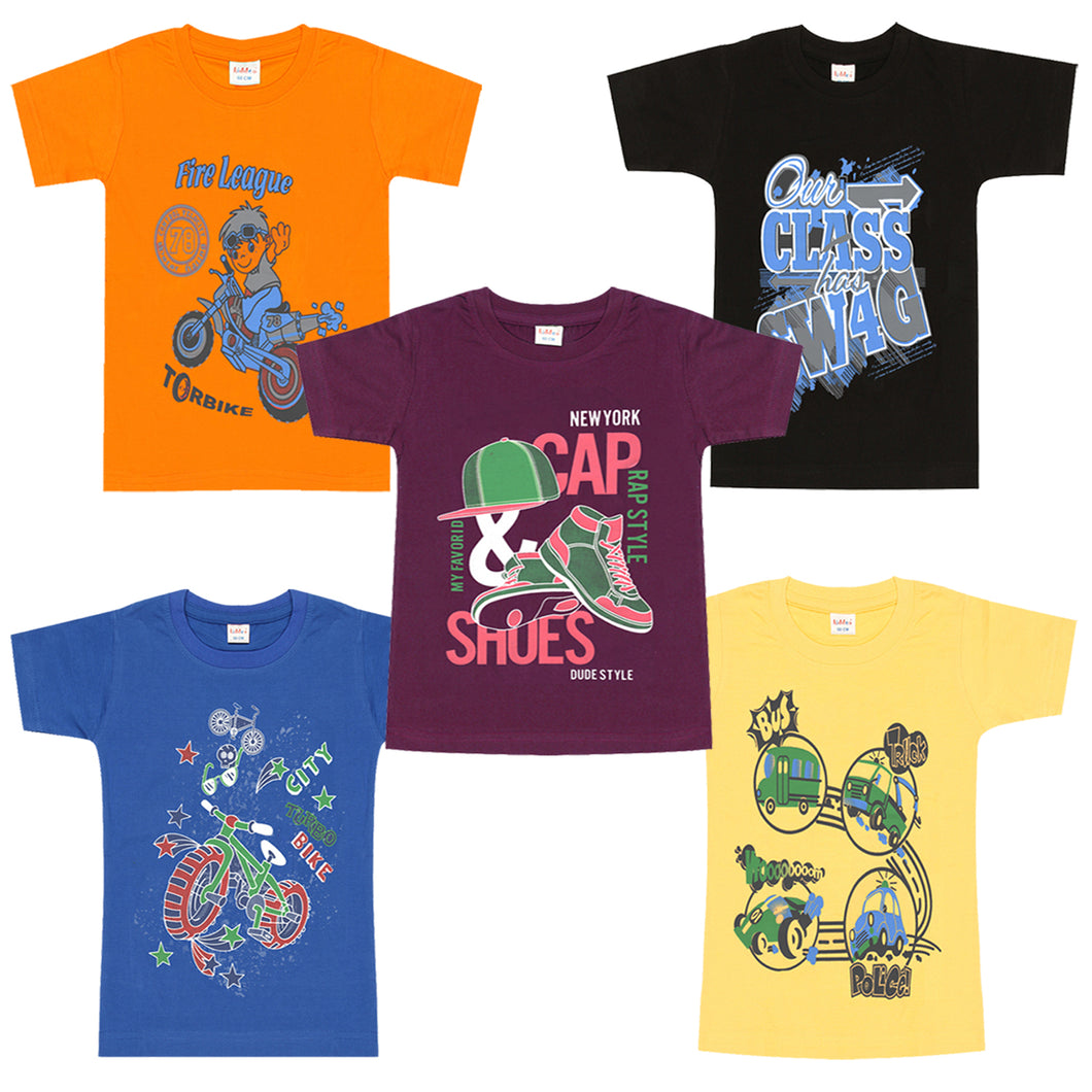 Kiddeo Boys Halfsleeve T-Shirts (Pack of 5)