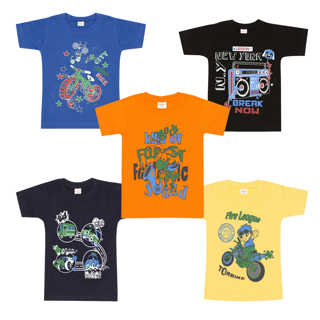 Kiddeo Boys Halfsleeve T-Shirts (Pack of 5)