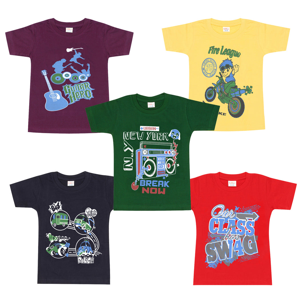 Kiddeo Boys Halfsleeve T-Shirts (Pack of 5)