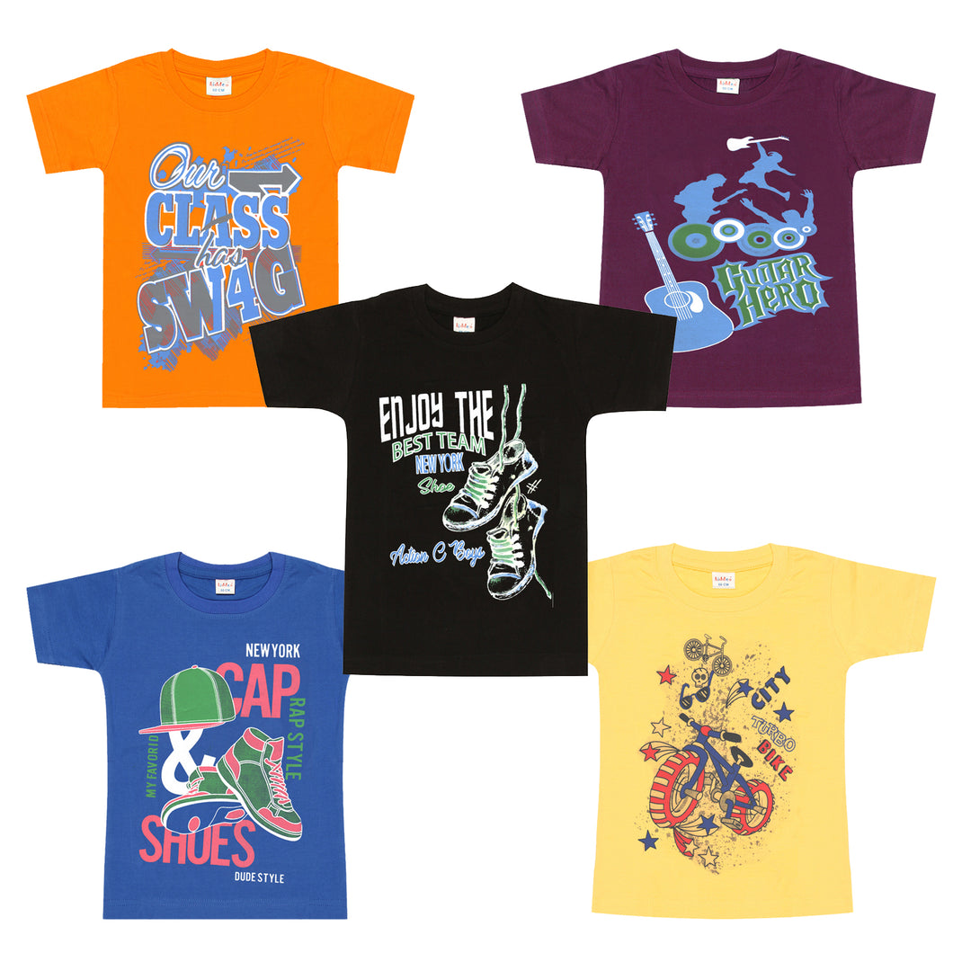 Kiddeo Boys Halfsleeve T-Shirts (Pack of 5)