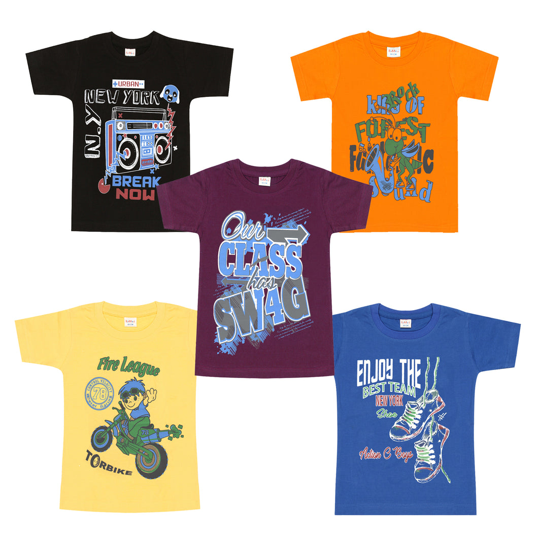 Kiddeo Boys Halfsleeve T-Shirts (Pack of 5)