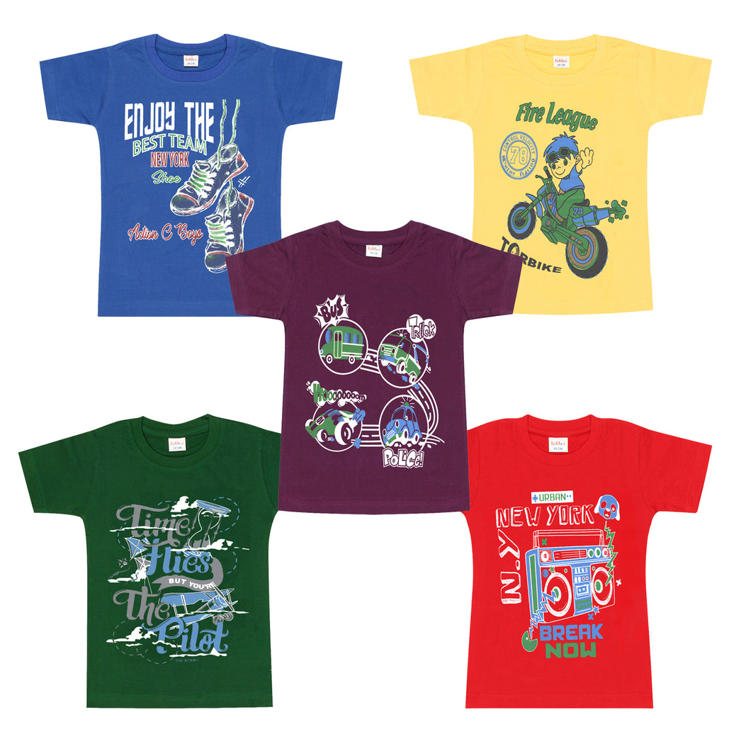 Kiddeo Boys Halfsleeve T-Shirts (Pack of 5)