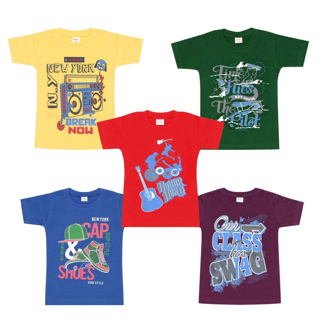Kiddeo Boys Halfsleeve T-Shirts (Pack of 5)
