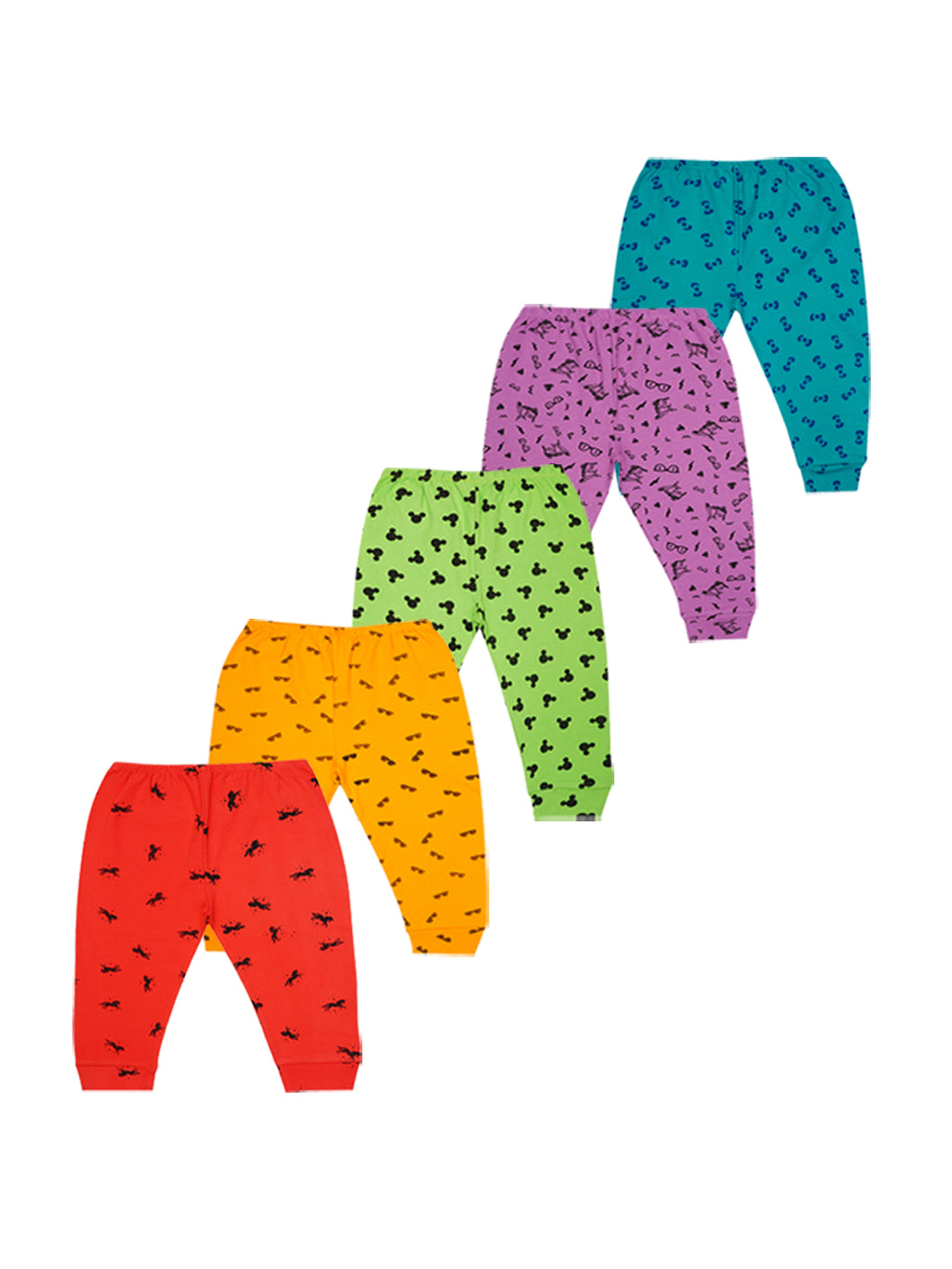 Kiddeo Baby Boys & Girls Cotton Printed Pants (pack of 5)