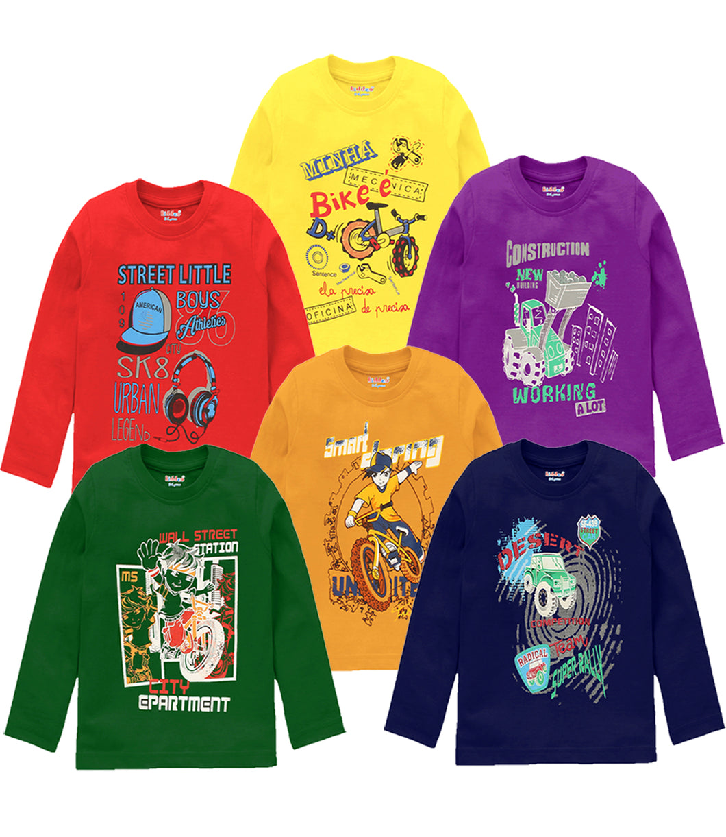 Kiddeo Boys FullSleeve T-Shirts (Pack of 6)