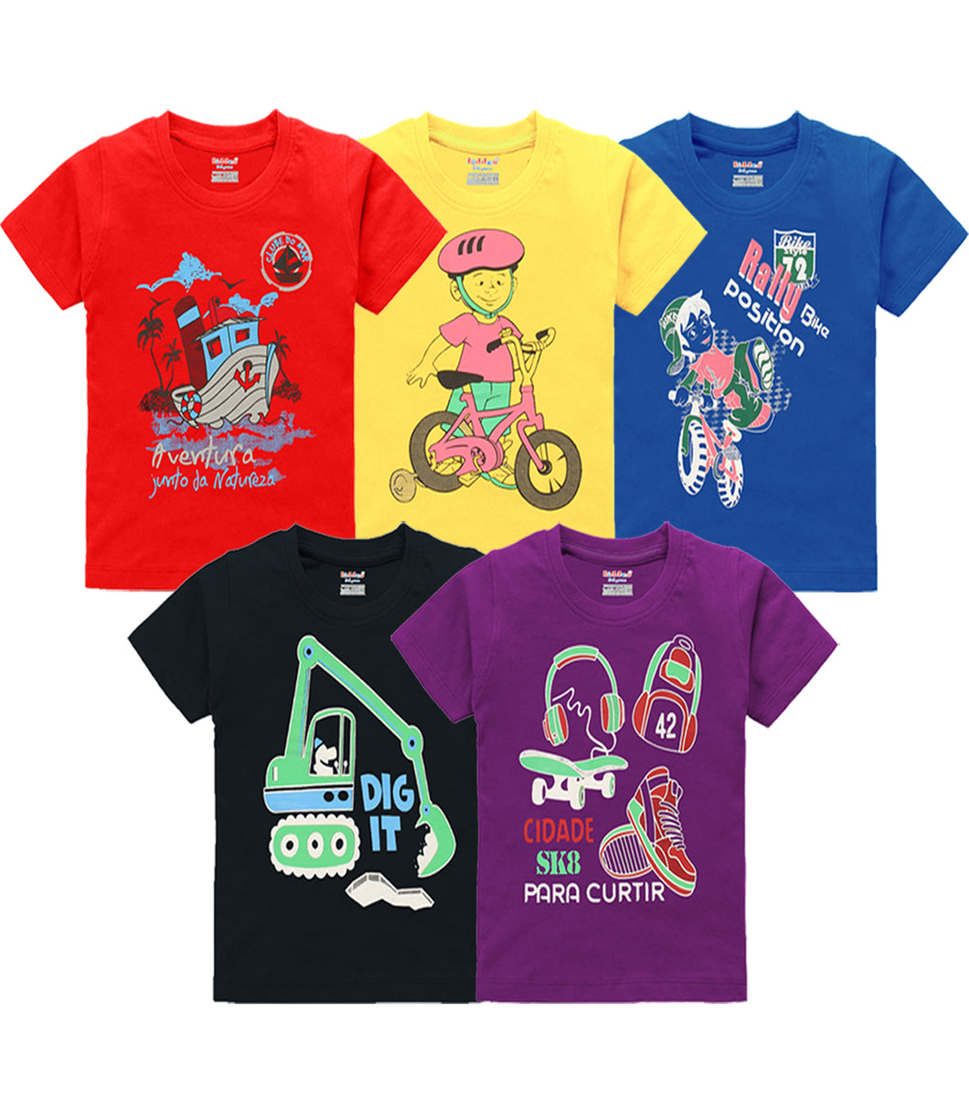 Kiddeo Boys cotton Halfsleeve T-shirt (5c-02) (pack of 5)