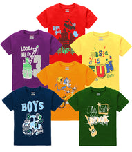 Load image into Gallery viewer, Kiddeo Boys cotton printed Halfsleeve T-shirts (Pack of 6)
