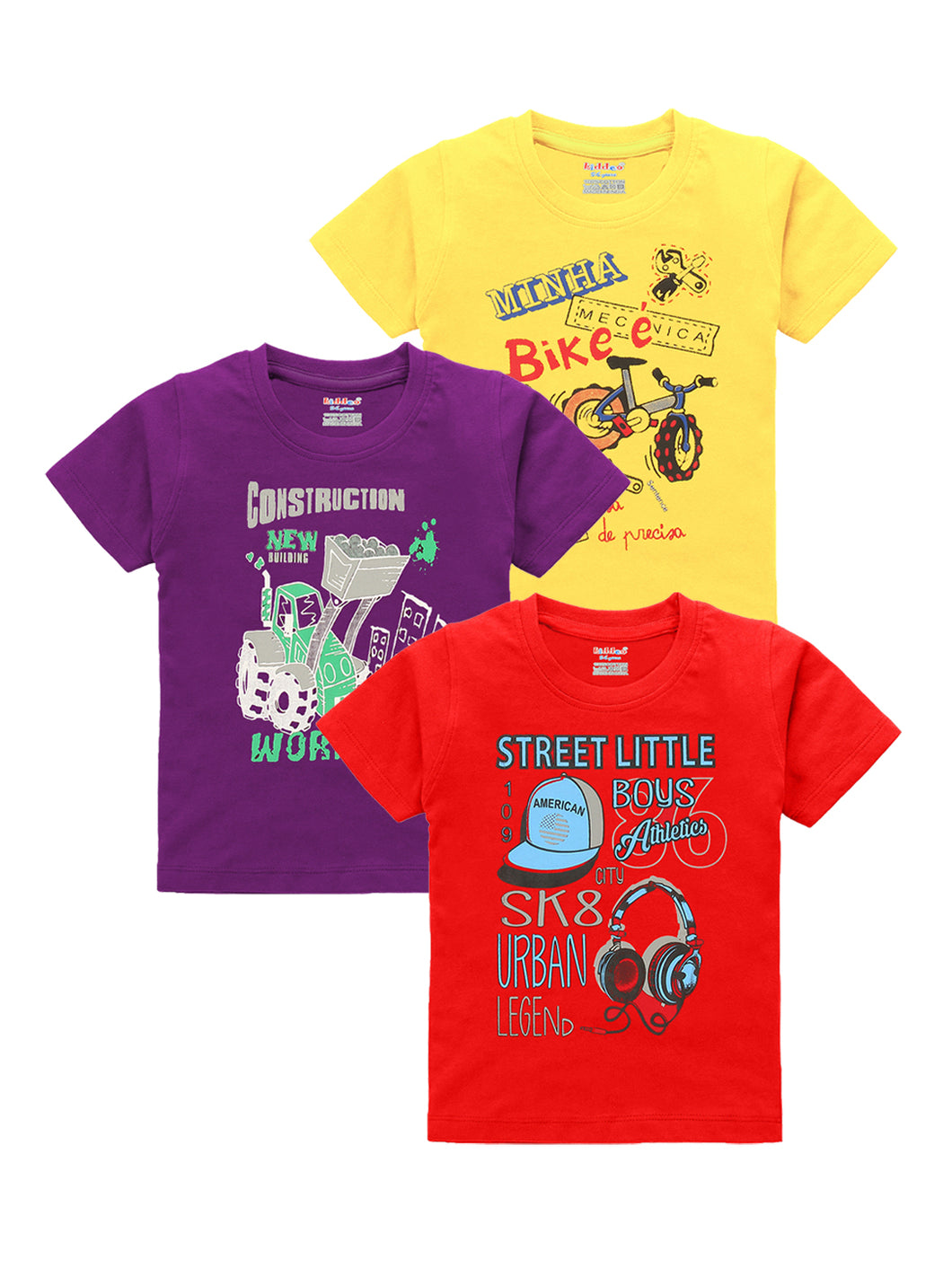Kiddeo Boys HalfSleeve T-Shirts (Pack of 3)