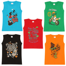 Load image into Gallery viewer, kiddeo Boys Sleeveless T-Shirts (05)(Pack of 5)
