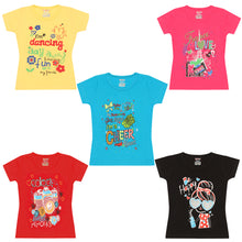 Load image into Gallery viewer, Kiddeo Girls -5C-Navy-01 T-Shirts (Pack of 5)
