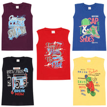 Load image into Gallery viewer, kiddeo Boys Sleeveless T-Shirts (Pack of 5)
