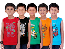 Load image into Gallery viewer, kiddeo Boys Sleeveless T-Shirts (05)(Pack of 5)
