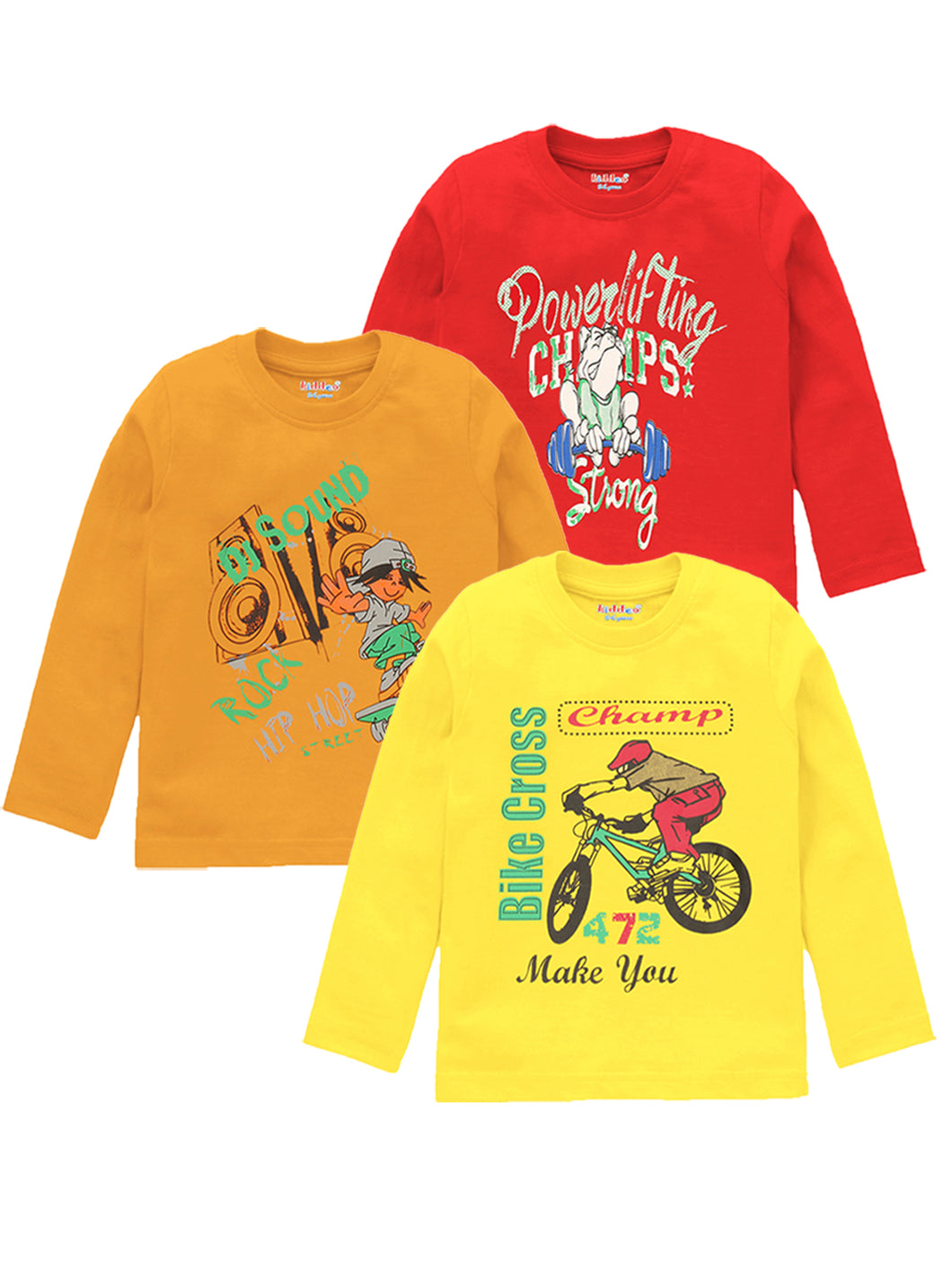 Kiddeo Boys FullSleeve T-Shirts (Pack of 3)
