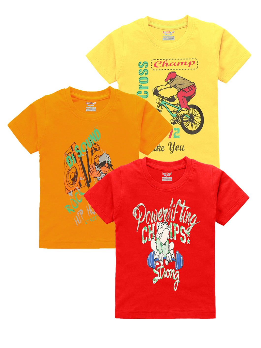 Kiddeo Boys HalfSleeve Kids T-Shirts (Pack of 3)
